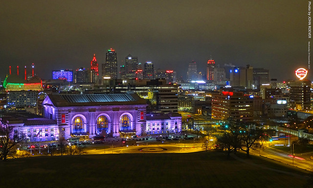Kansas City Skyline on a cloudy night, 29 Dec 2021