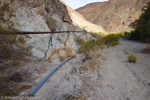 The pipeline along the Darwin Falls Trail, Death Valley National Park, California
