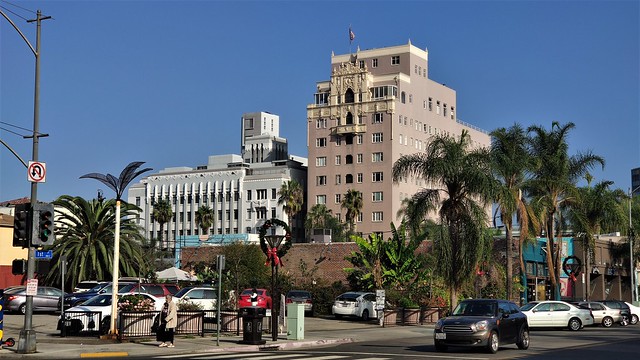 Looking to the historic Lafayette Condominiums (left) - Long Beach, California