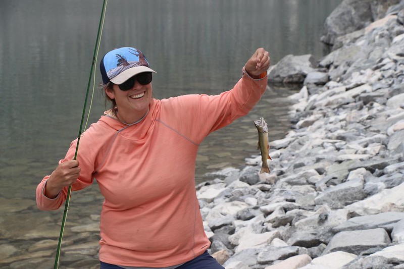 Kat is quite happy that she caught a Golden Trout