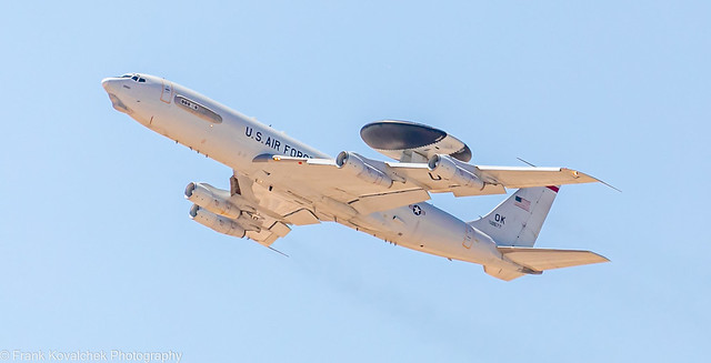 USAF E-3 AWACS taking off from Nellis AFB