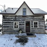 Log house in winter, Merrickville