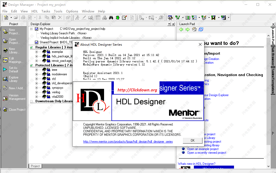 Working with Mentor Graphics HDL Designer Series (HDS) 2021.1 x64