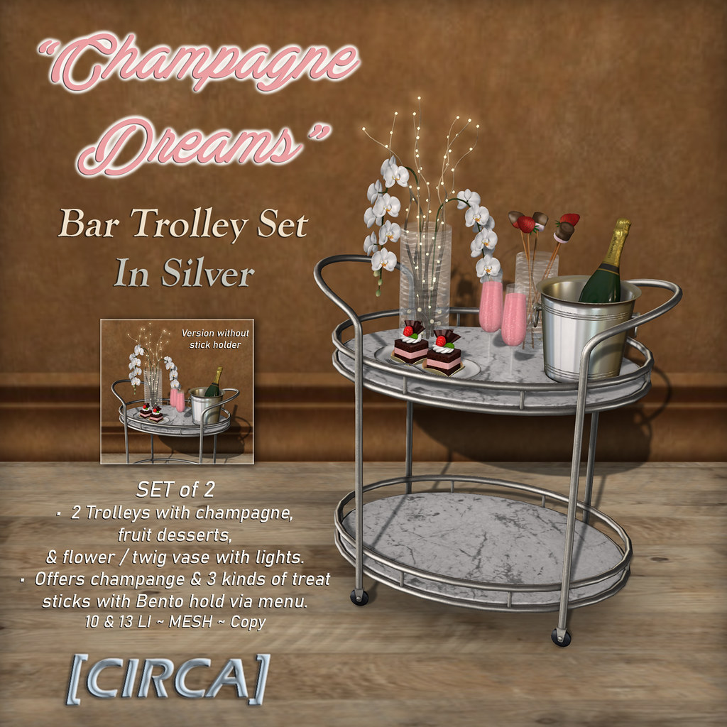 [CIRCA] – "Champagne Dreams" Bar Trolley Set – In Silver