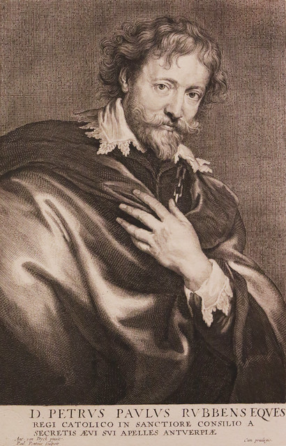 Ritratto di Peter Paul Rubens (tecnica bulino) - eseguito da Antoon Van Dyck - incisore Paulus Pontius (Anversa, 1603 – 1658)