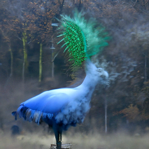 'a peacock made of mist by Reinier Nooms' Disco Diffusion Text-to-Image