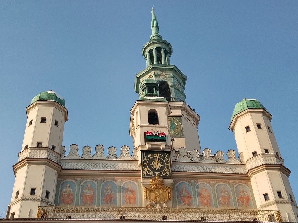 Poznan Clock Tower with the butting billy goats at 12.00 noon