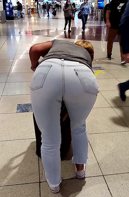 White mature woman bent over