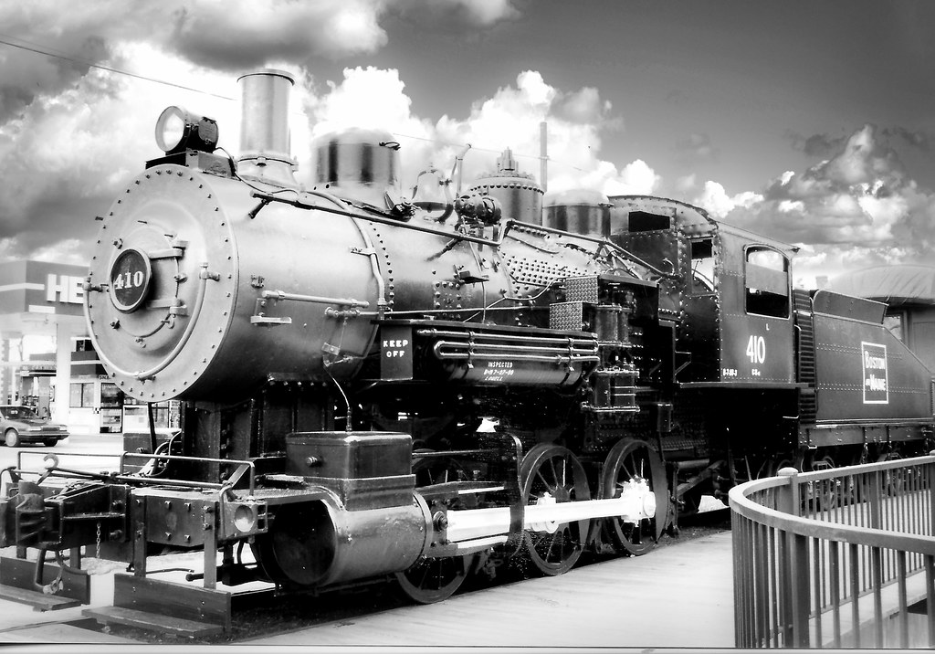 Lowell Massachusetts - Boston & Maine Railroad  -  Steam Engine - Monochrome