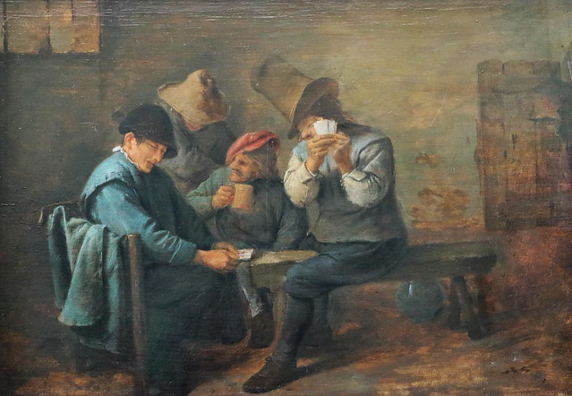 Adriaen Brouwer (Oudenaarde, 20 agosto 1605 – Anversa, 13 ottobre 1638) – Contadini che giocano a carte (1625-1638)- olio su tavola 24,8 x 34,5 cm - Alte Pinakothek, Munich