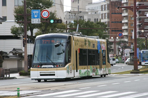 Kagoshima City Transportation Bureau 7000 series near Suizokukanguchi.Sta, Kagoshima, Kagoshima, Japan / Dec 30, 2021