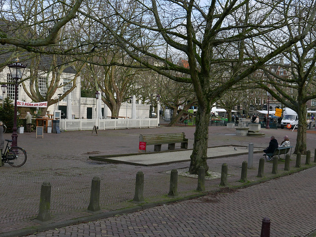 Winter trees in the city, at the square Amstelveld; free photo Amsterdam,