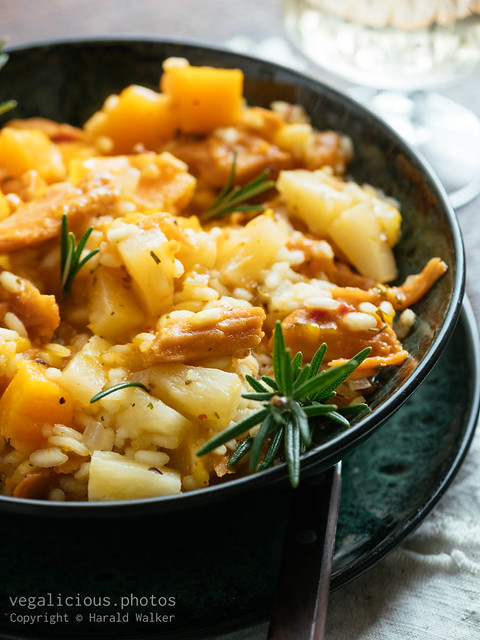 Risotto with Winter Squash, Vegan Protein and Pineapple Pieces