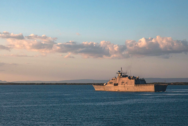 USS Milwaukee (LCS 5) departs Naval Station Guantanamo Bay, Cuba.