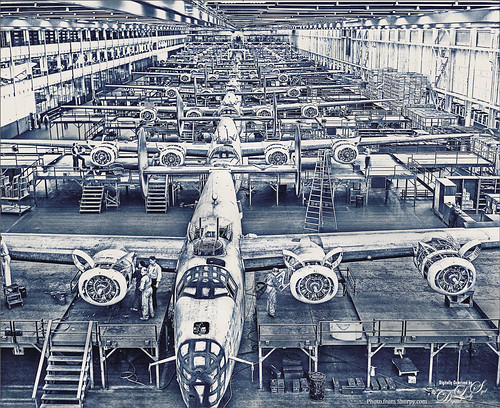 Image of Vintage B--24E Bomber assembly plant