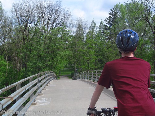 Riding on the bridge across the Genesee River, Genesee Riverway, Rochester, New York