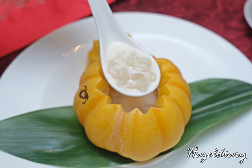 Wan Hao Chinese Restaurant- Double-boiled Hasima with Almond Puree in Mini Pumpkin