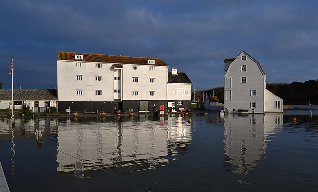 The Tide Mill & Granary, Woodbridge, with a Spring Tide on the River Deben. 05 01 2022