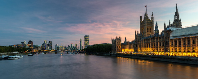 Parliament and Lambeth Bridge on the River Thames