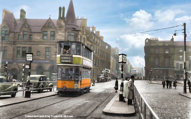Glasgow tram No. 46 @ Paisley Cross - Sep 1956