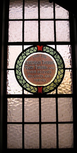 Adelaide - Stained glass window in memory of Jeremiah Twohig, Mary Twohig and their deceased relatives and friends. Roman Catholic Church of St Patrick. South Australia