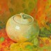 White pot and lid oil painting analogous color scheme chris carter artist