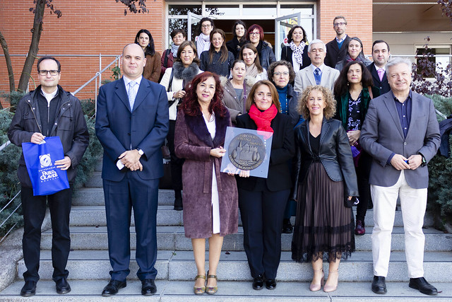 The Researcher of the University Pablo de Olavide (UPO), Pilar Ortiz, receiving the commemorative plaque for the European Heritage Awards/Europa Nostra Awards