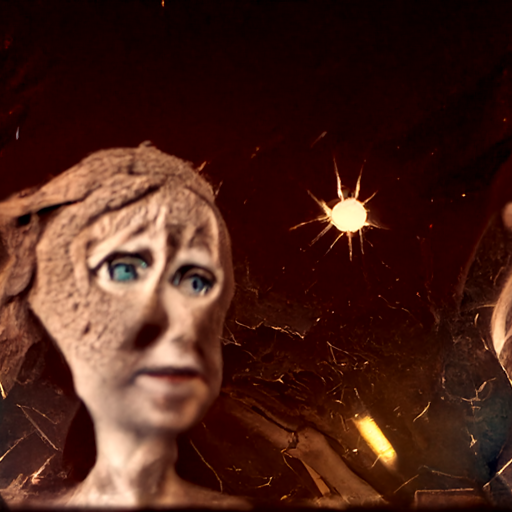 'a worried woman made of clay lens flare' Infinite Diffusion Text-to-Image