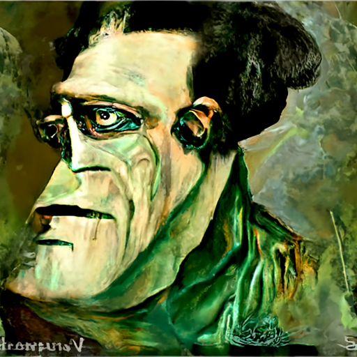 'a surrealist painting of Frankenstein' Infinite Diffusion Text-to-Image