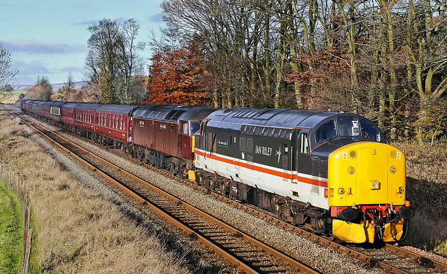 37518 leads 47854 on the 5Z55 Carnforth Steamtown - York Holgate