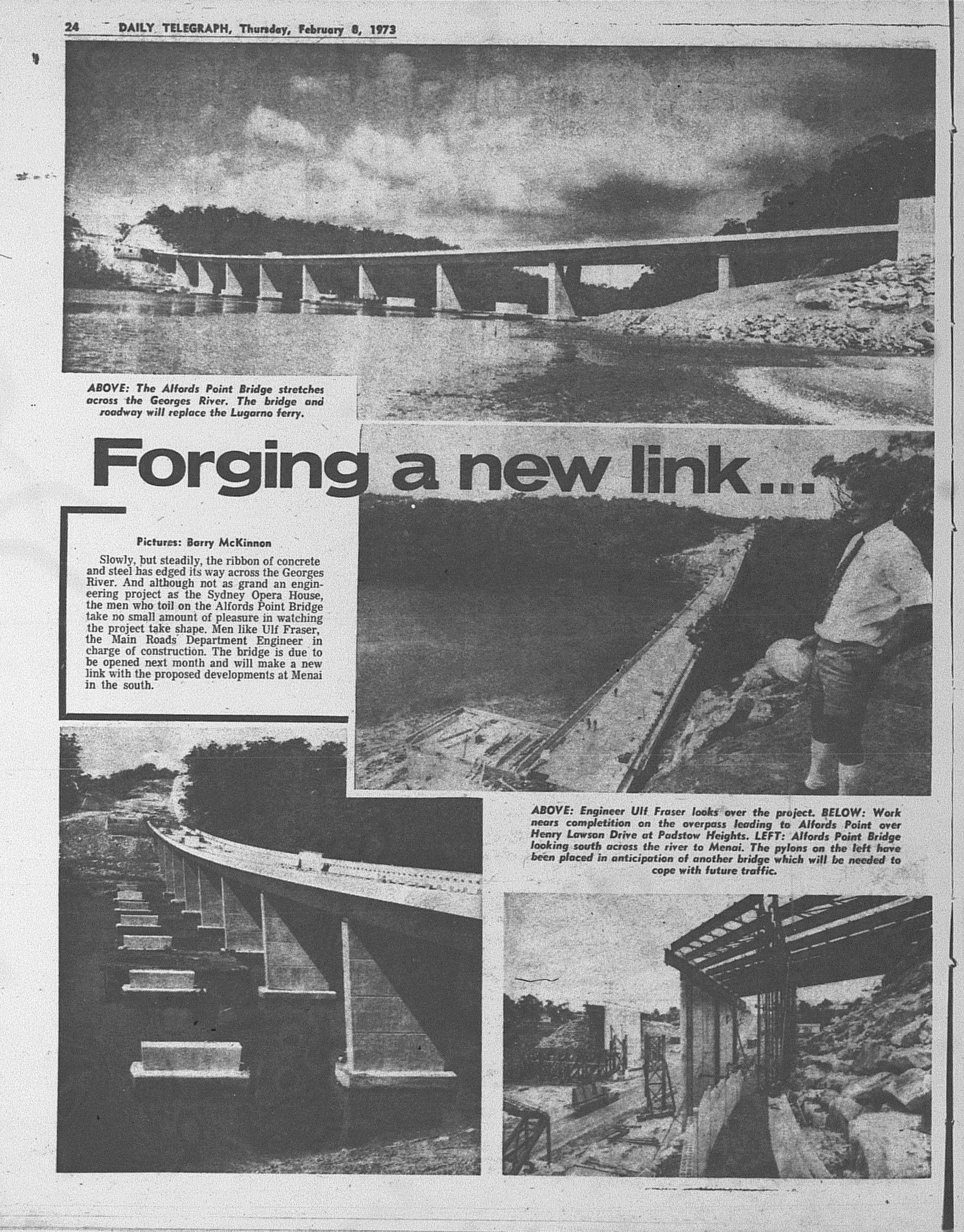 Alfords Point Bridge February 8 1973 Daily Telegraph 24