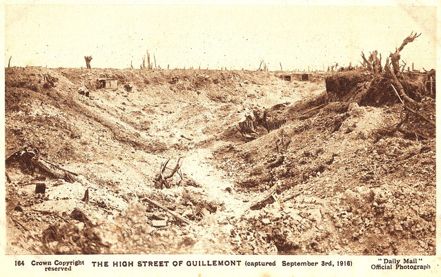 Guillemont (Somme) - High Street After Bombardment. And an Irreverent Poem From the Somme Times.