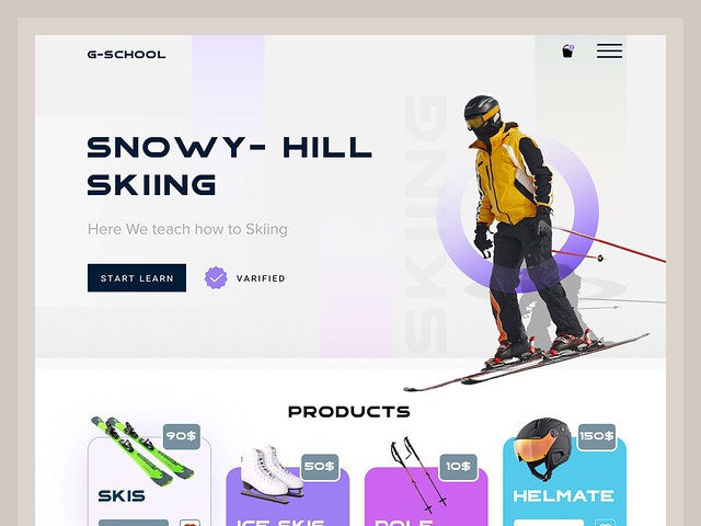 Skiing Web landing page ui design