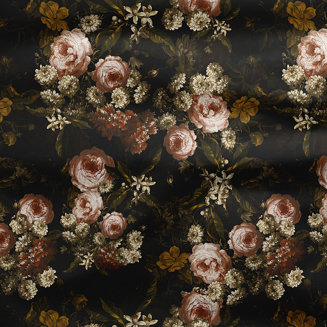 Antique Hand painted Baroque Roses Pattern