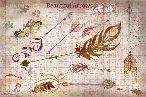Digital art image of some beautiful arrows and feathers