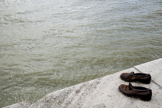 Part of Shoe Memorial at Edge of River Danube - Budapest 59