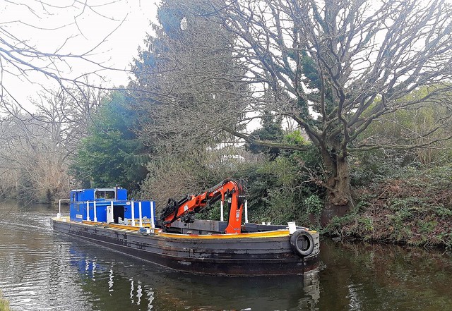 Wide dredger on the Leeds & Liverpool Canal