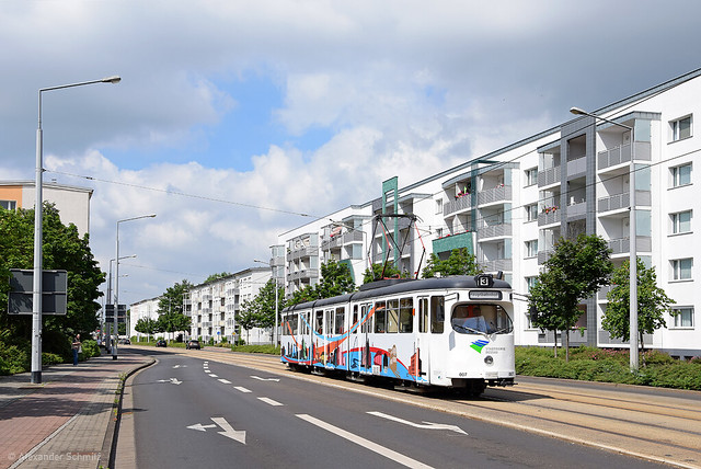 (D) Dessau: DÜWAG GT8 007 als Sonderzug nahe der Haltestelle August-Bebel-Platz