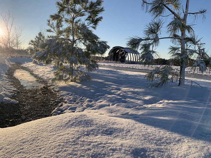 A scenic snowy day at Machicomoco's yehakin.