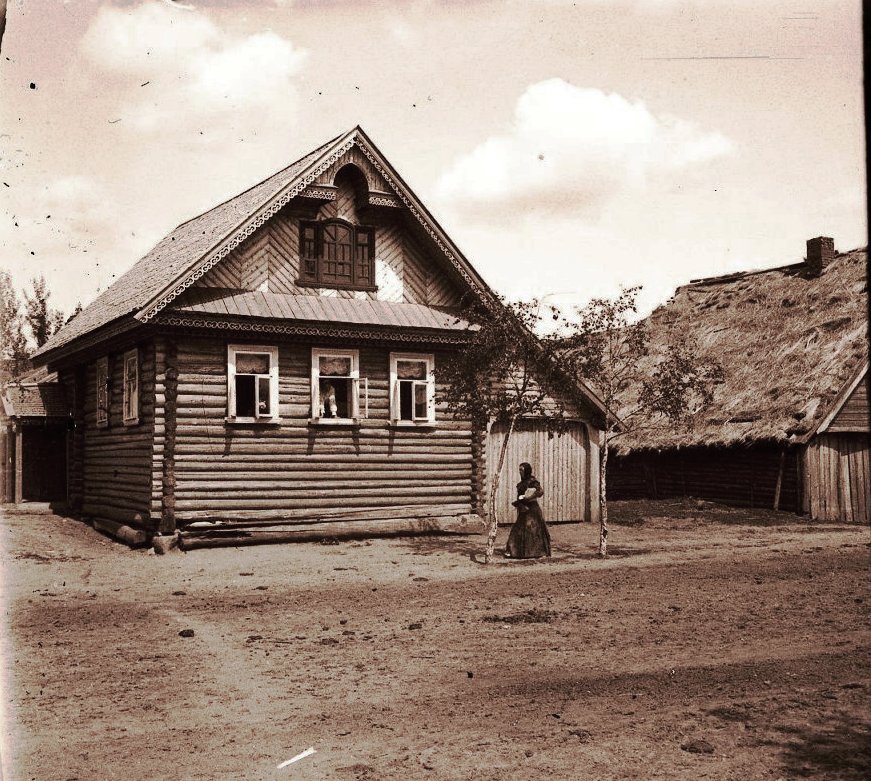 1913. Дом с резным декором. Бор д. Новгородская губ