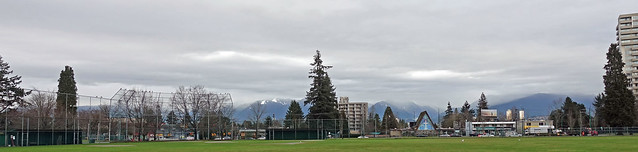 Baseball field view of the Coast Mountains