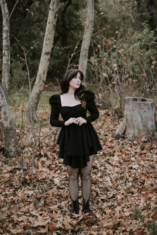 Selkie Boleyn Dress in Black