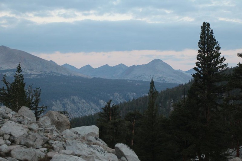 View west into Sequoia NP and the Sawtooth Range from the Pacific Crest Trail south of Crabtree Meadow