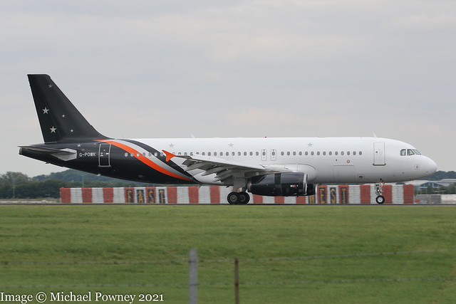 G-POWK - 2011 build Airbus A320-233, arriving on Runway 22 at Stansted