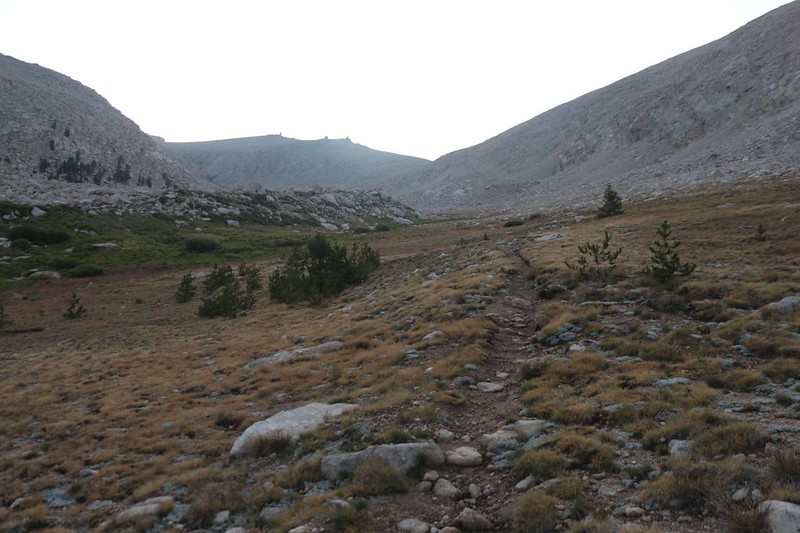 Heading up the high, barren valley on the Army Pass Trail - there was no water in the creek this year