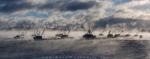 Sea Smoke and Fishing Boats