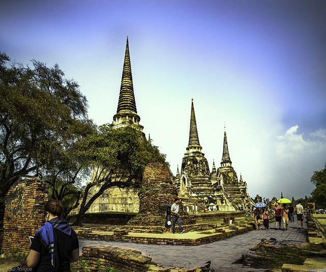 Visitors walking through the ruins of Wat Phra Si Sanphet in Ayutthaya, Thailand. 188-Edit-Edita