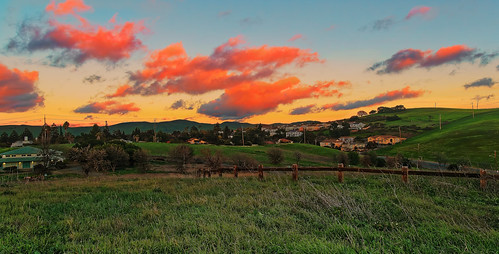 olympus landscape sunset clouds hills grass nature