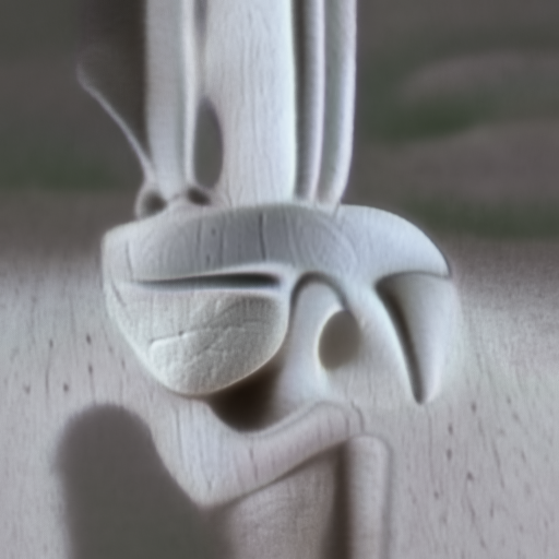 'an ambient occlusion render of Bugs Bunny made of wood' CLIP Guided Deep Image Prior