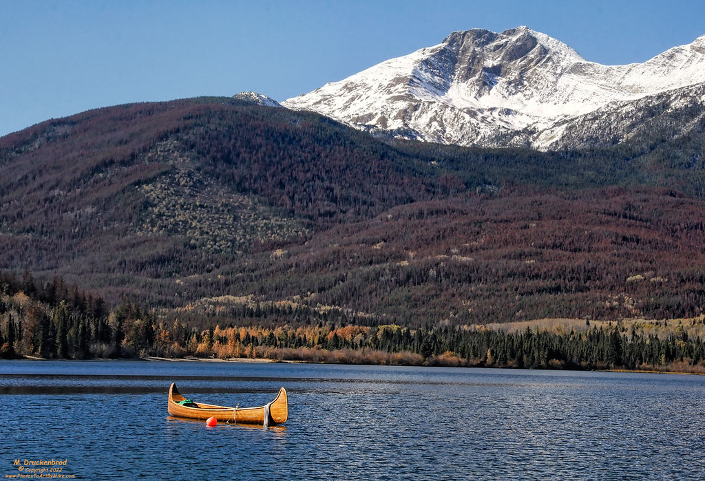 A Moored Canoe on Pyramid Lake, Alberta, Canada